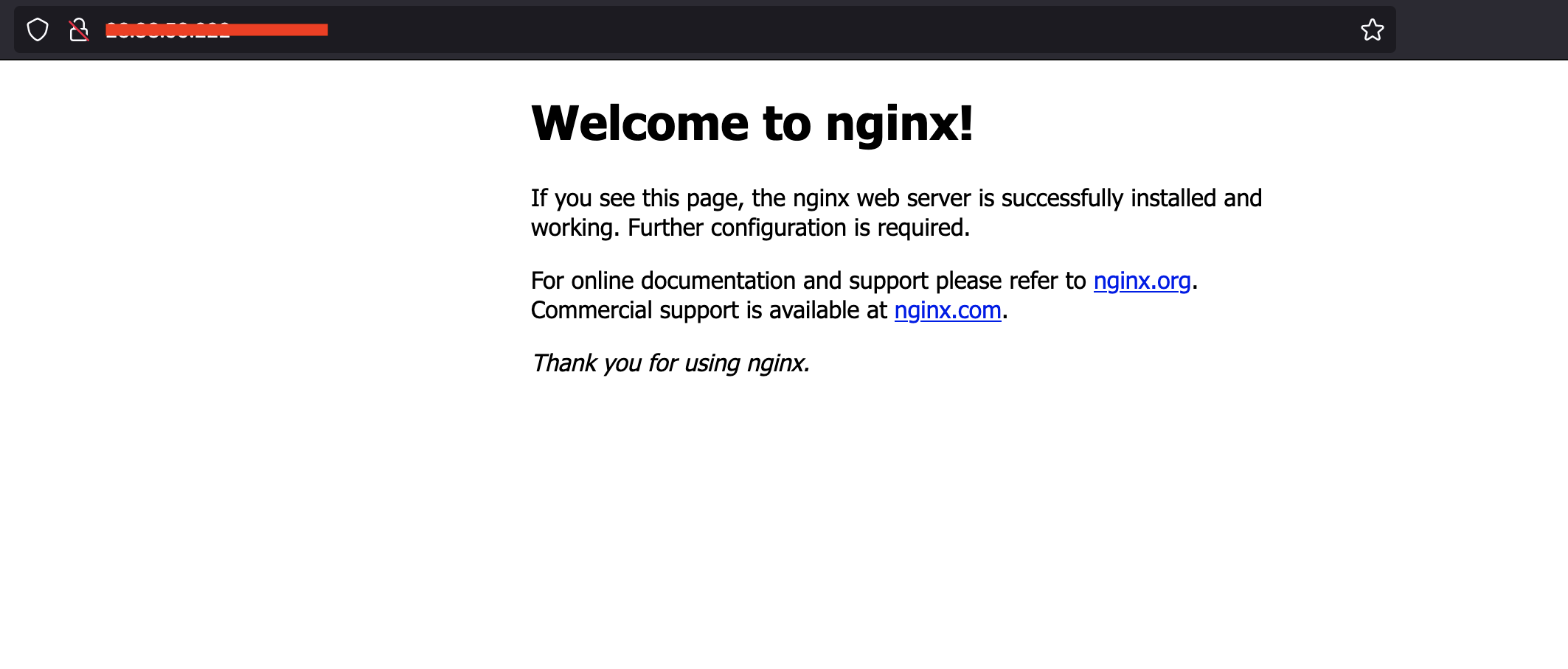 Nginx welcome page.