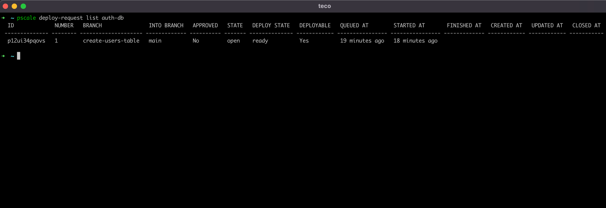 Display the list of deployment requests.