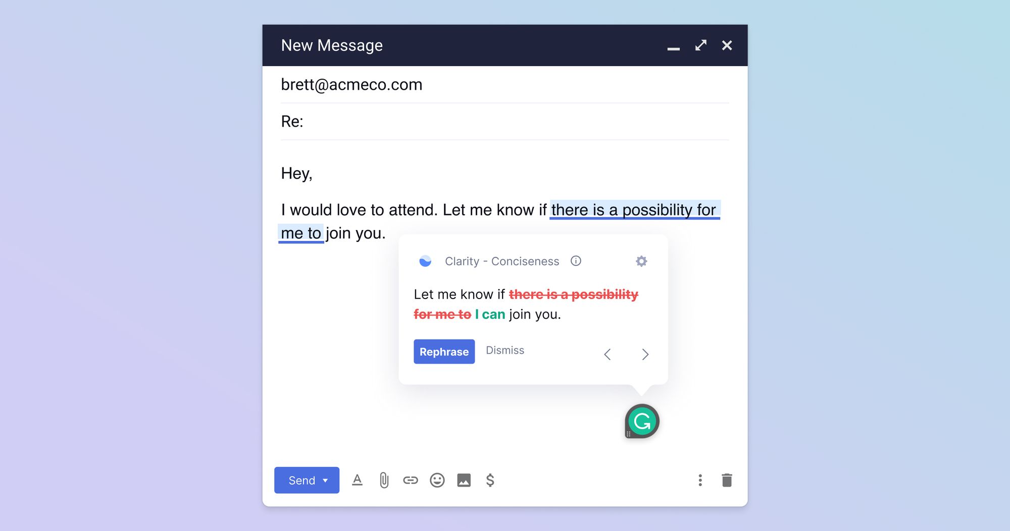 Grammarly integration with Gmail