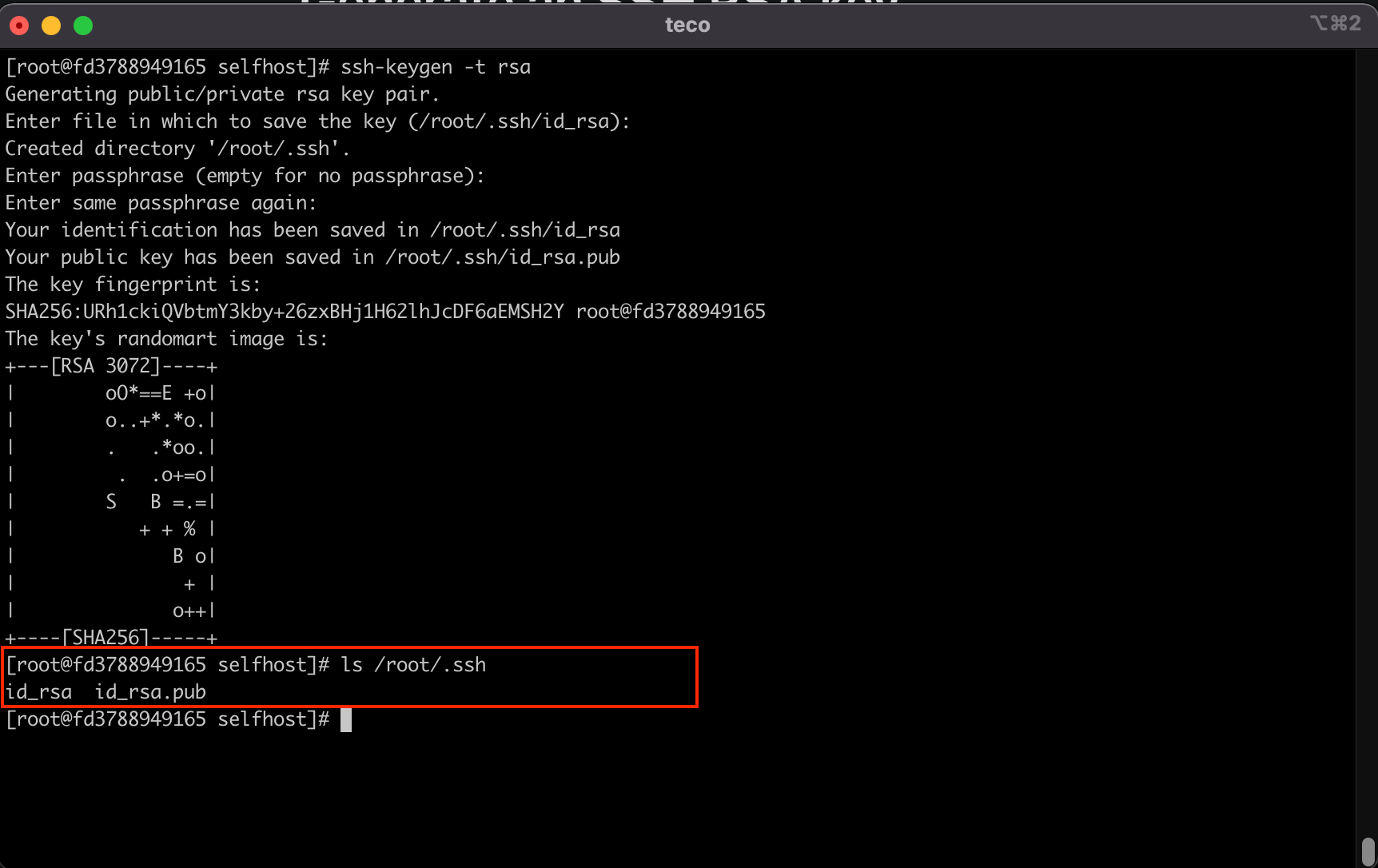 Generate the SSH RSA key