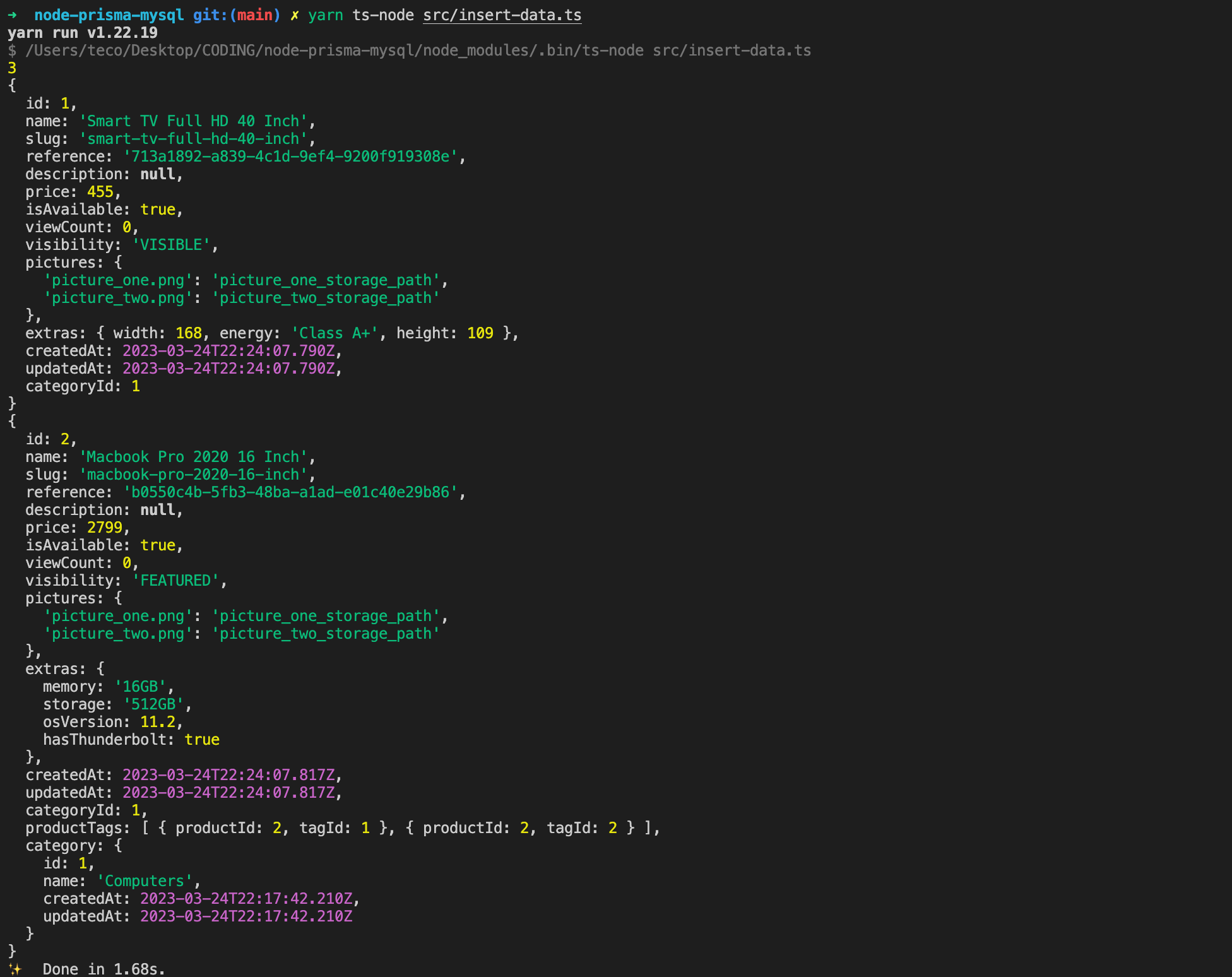 Insert data in the database using Prisma