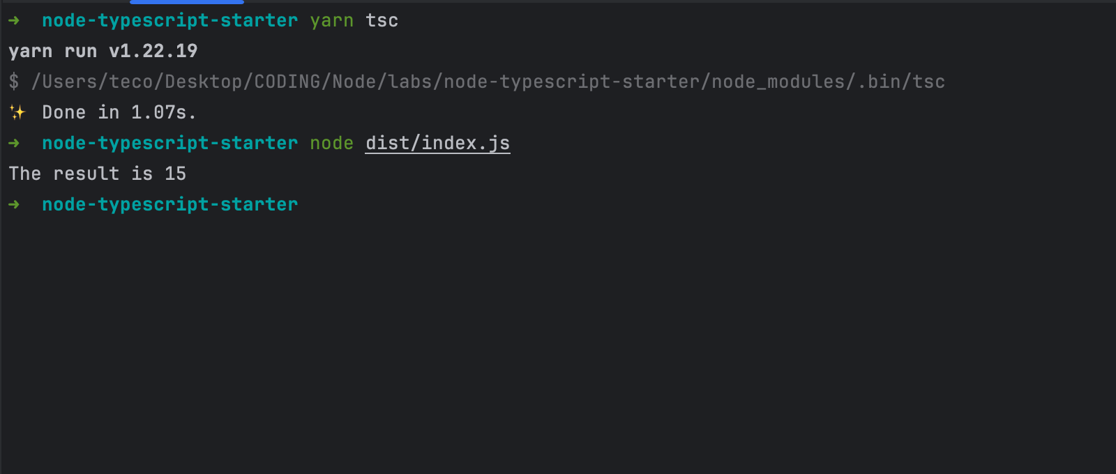 Transpile the TypeScript file and run the JavaScript output with Node.js