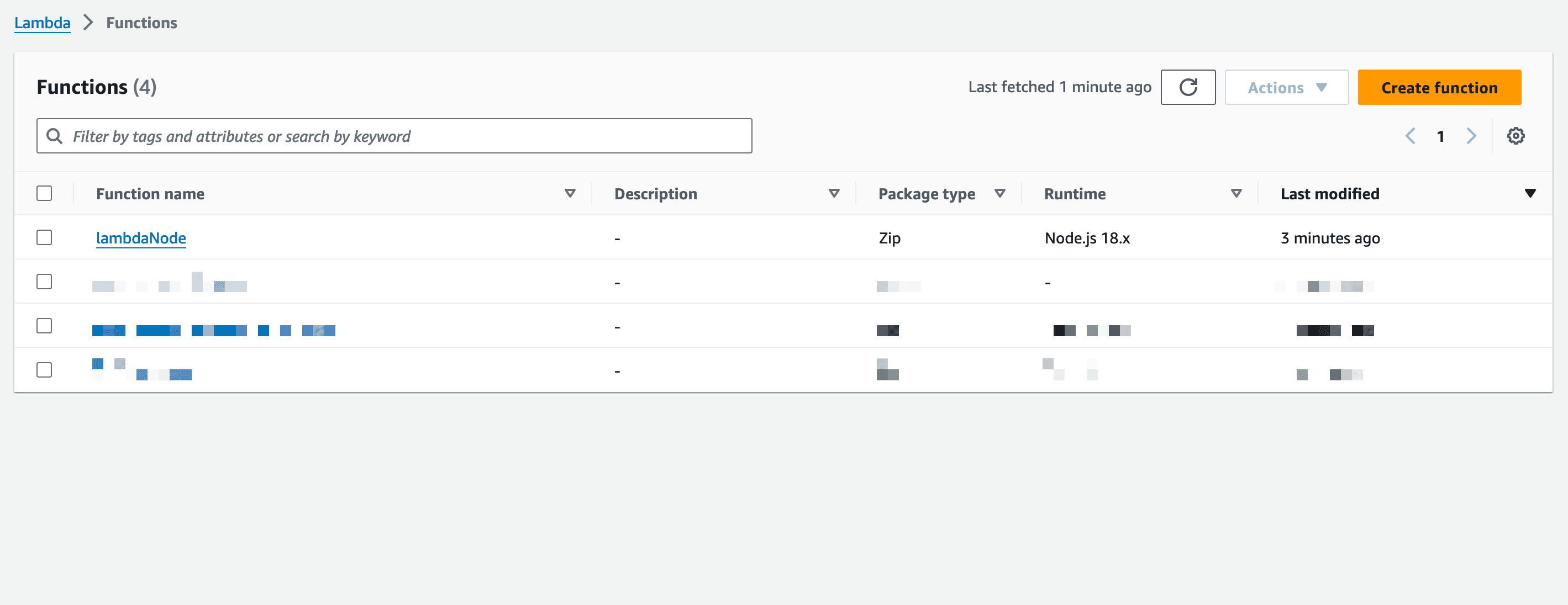 View the Lambda Functions in the AWS console.