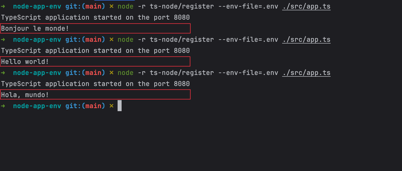 Read environment variables in a Node.js application