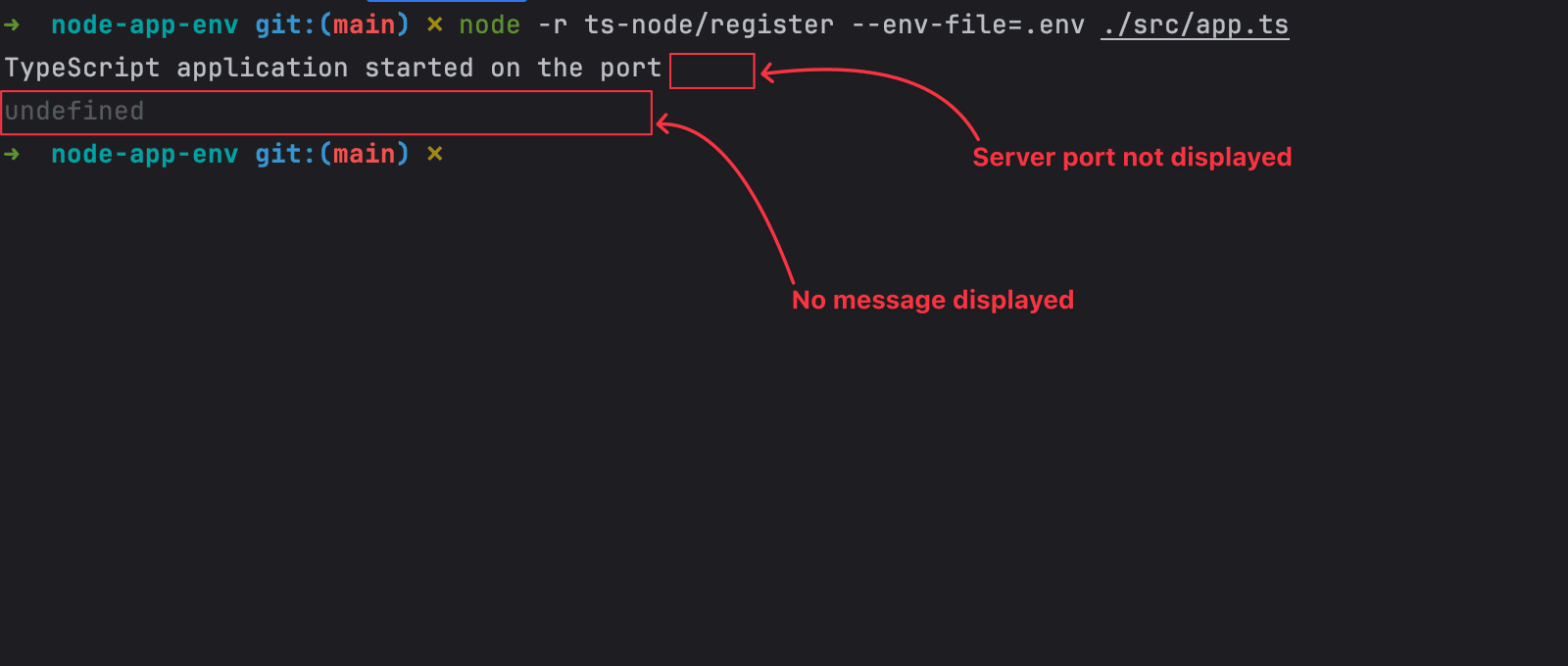 Read environment variables in a Node.js application