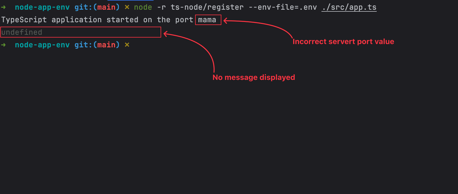 Read environment variables in a Node.js application