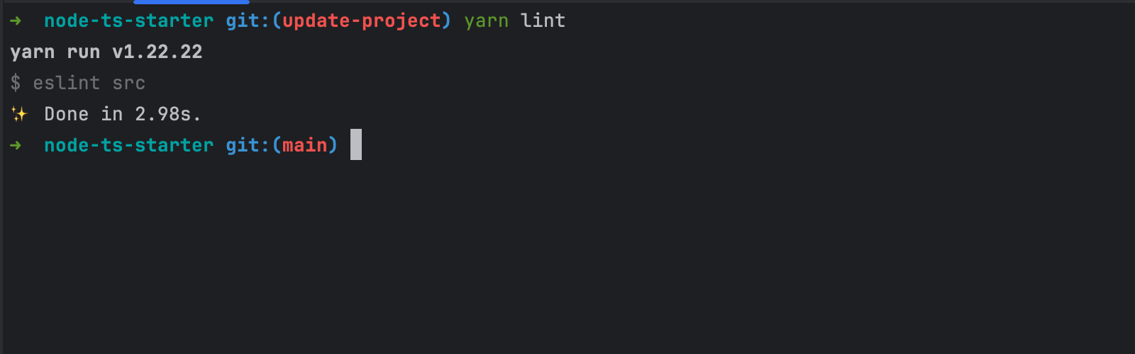 Linting the project's code with ESLint.