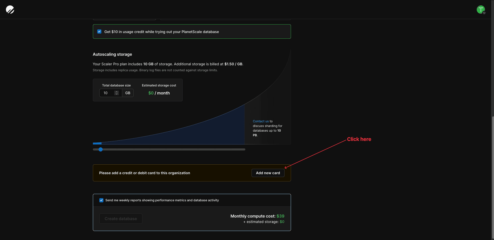 Enable credit usage and set up a credit card.