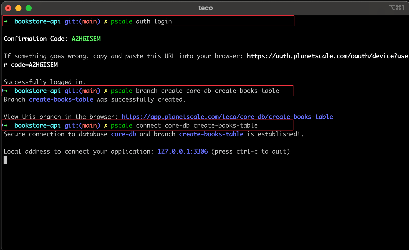 Connect to a database branch using the PlanetScale CLI.