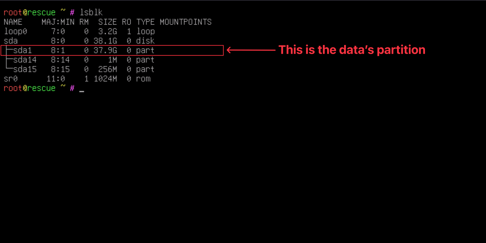 List the available partitions.