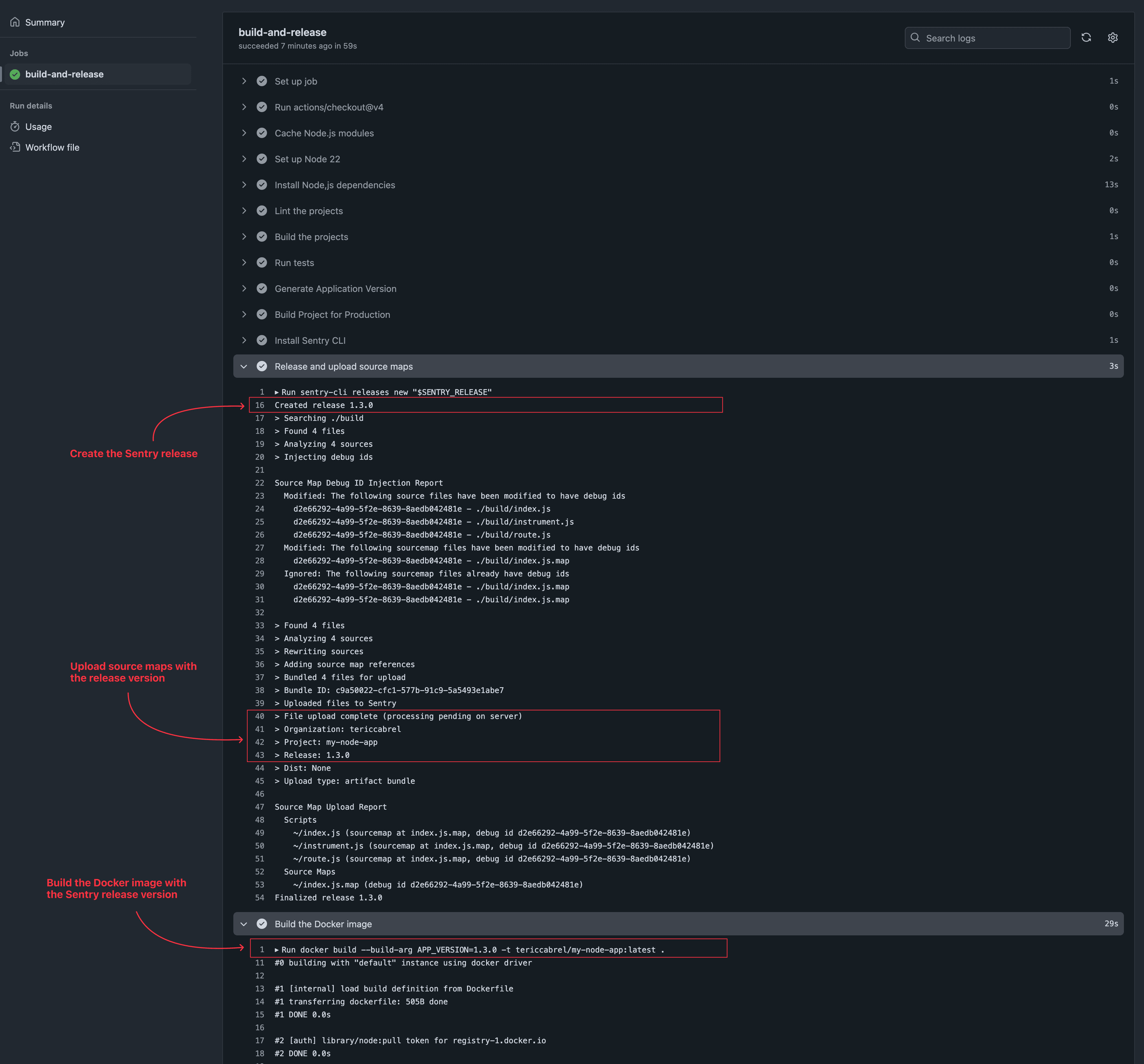 Create a release and upload source maps from a GitHub Actions workflow.