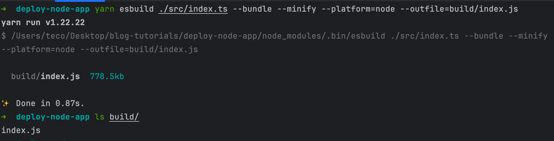 Bundle a Node.js project with Esbuild.