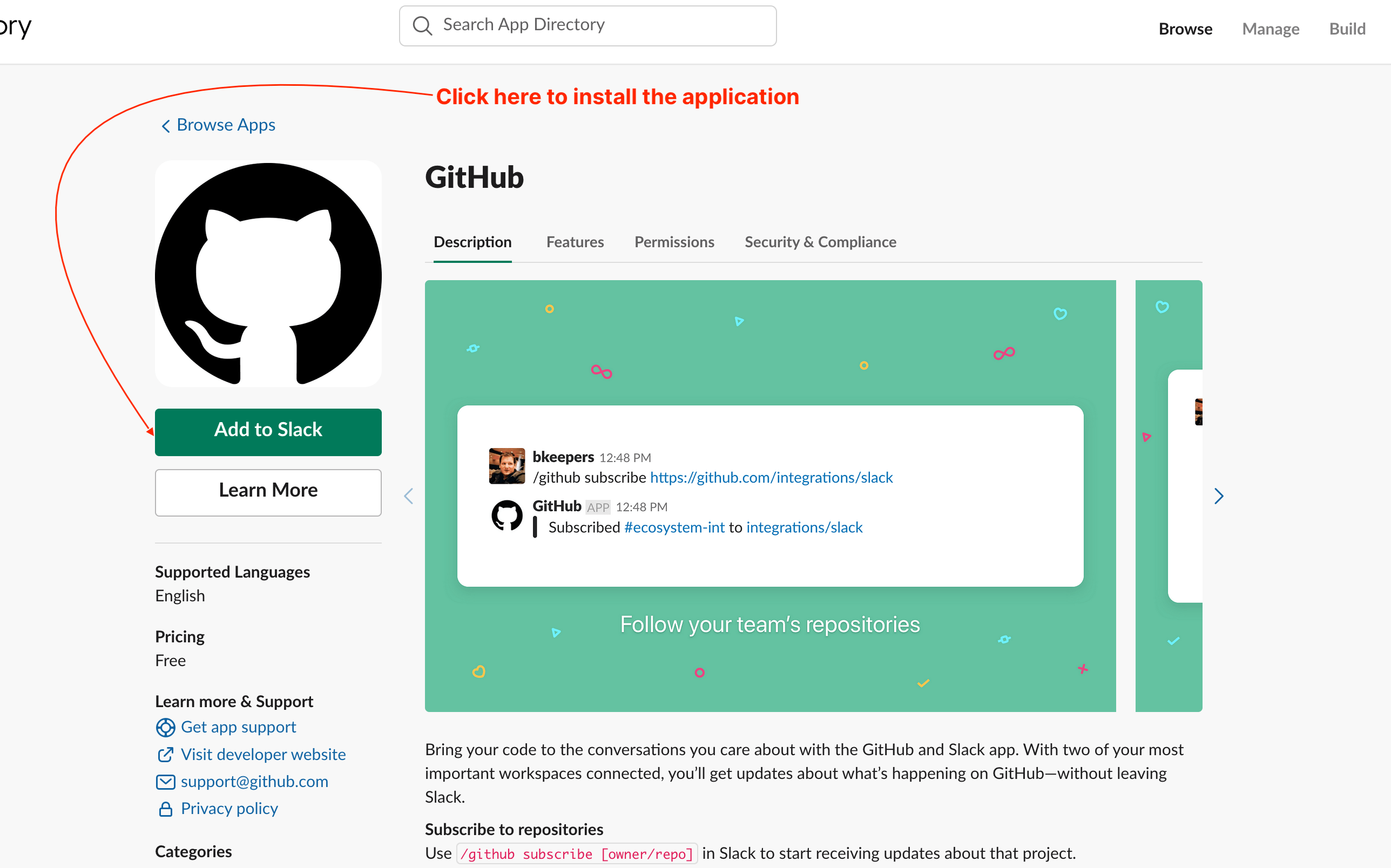 Set up the GitHub integration for Slack
