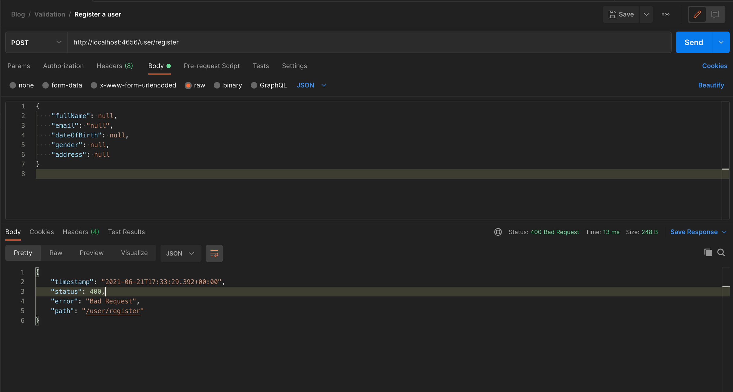 Validate Request Body and Parameter in Spring Boot